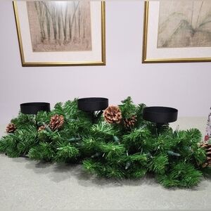 30" Artificial Pine Pre-lite Triple Candelabrum.